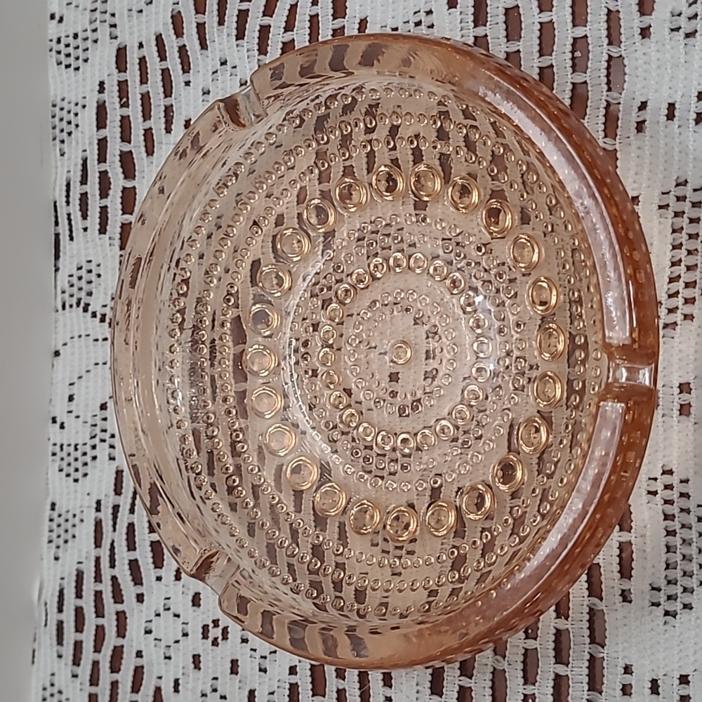 Vintage Luminarc Casino Pink Peach Glass Ashtray France